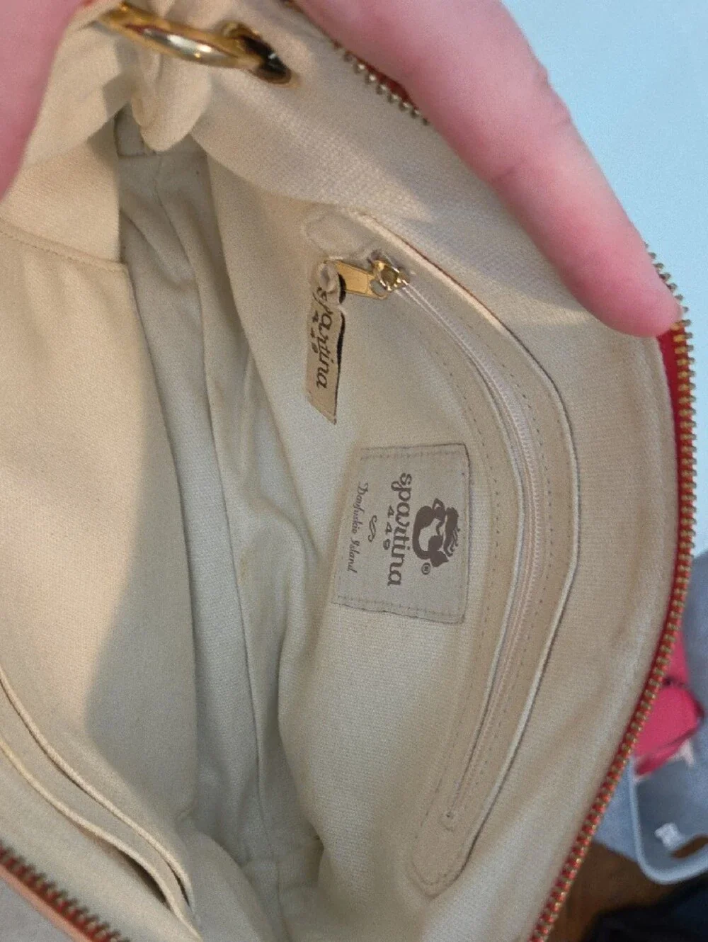 Spartina 449 Beige & Blue South Carolina Map Crossbody